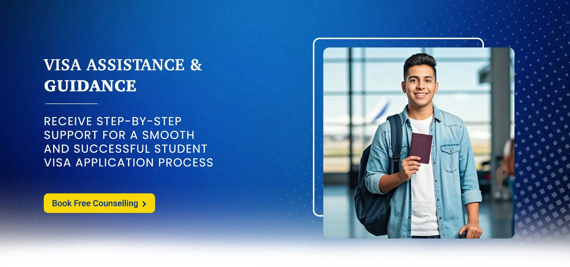 Visa Assistance & Guidance banner – ISEC provides step-by-step support for a smooth student visa application process